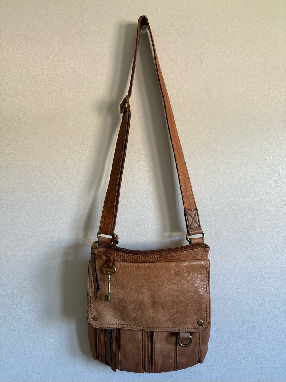 Fossil Morgan Tan Leather Crossbody Bag